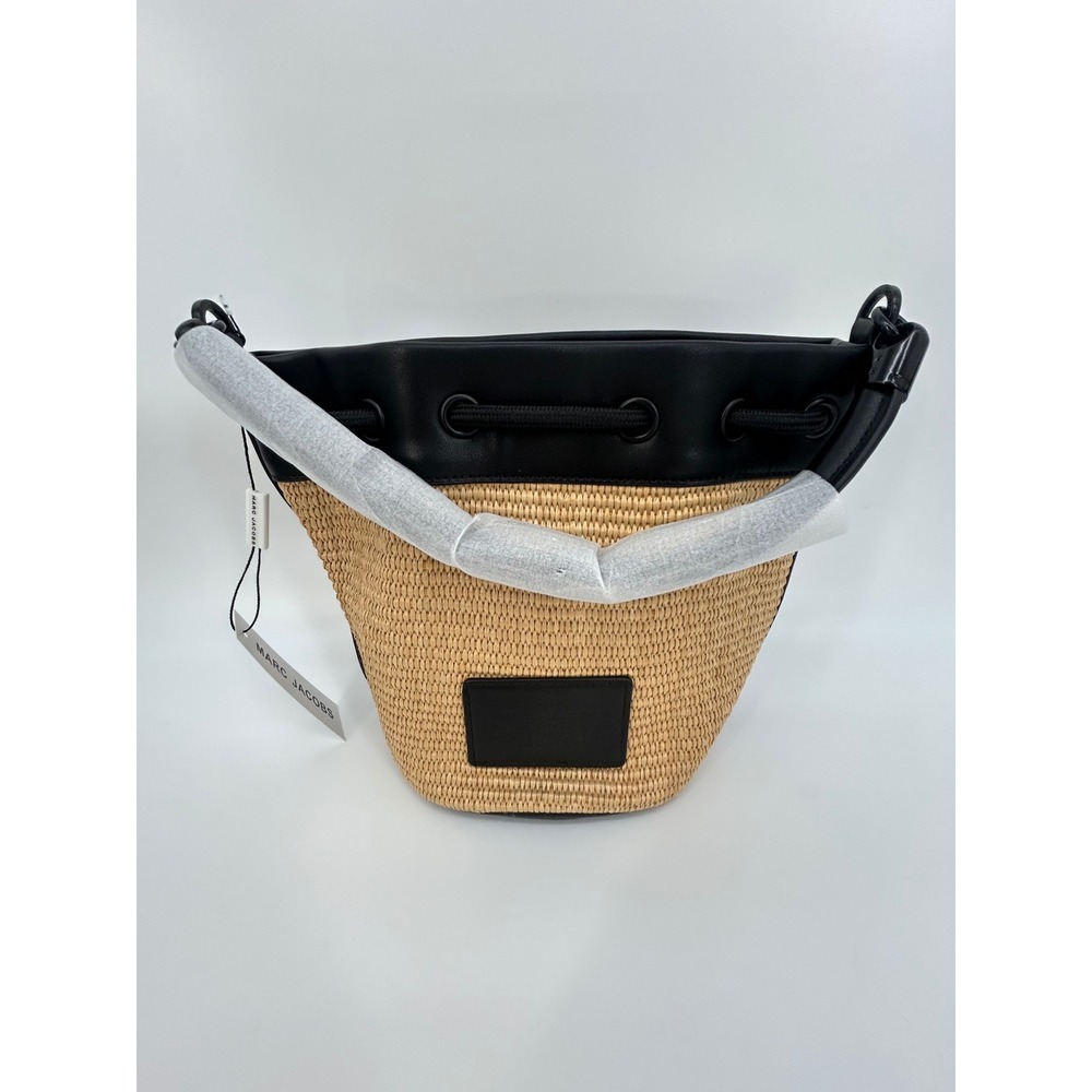 "NWT" Marc Jacobs The Woven Straw Bucket Bag- Leather Shoulder Bag- Luxury - Picture 6 of 12
